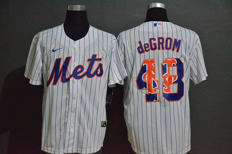 MLB Men New York Mets #48 de Grom Nike White Home 2020 Replica Player Jersey